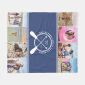 Preppy Blue Lake House Monogram Foto Collage Fleecedecke (Vorderseite (Horizontal))