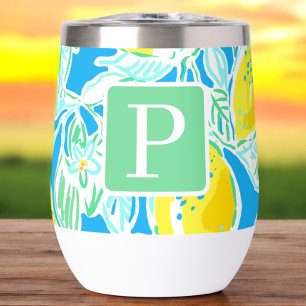 Preppy Blue Lemon Muster Initial