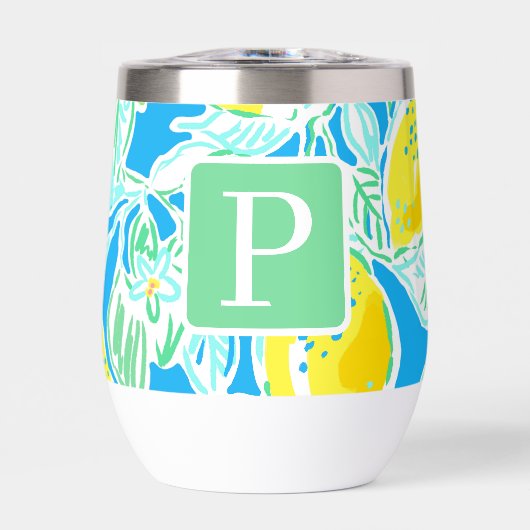 Preppy Blue Lemon Muster Initial (Vorderseite)