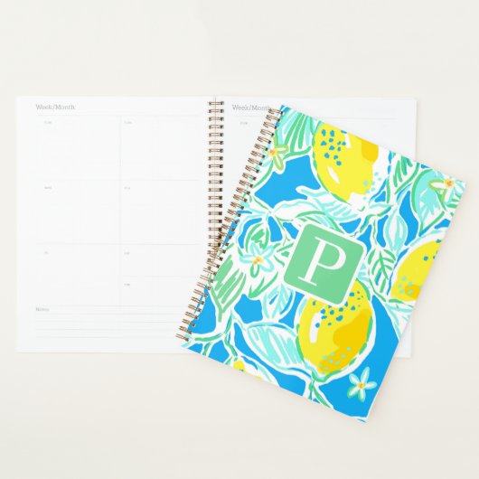 Preppy Blue Lemon Muster Initial Planer (Anzeige)