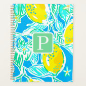 Preppy Blue Lemon Muster Initial Planer (Vorderseite)