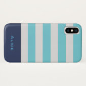 Preppy Blue Monogram iPhone Case (Rückseite (Horizontal))