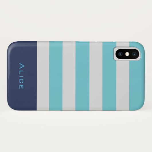 Preppy Blue Monogram iPhone Case (Rückseite (Horizontal))