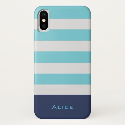 Preppy Blue Monogram iPhone Case (Rückseite)