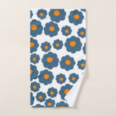 Preppy Blue Orange Hippie Blume Muster Badhandtuch Set (Handtuch)