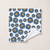 Preppy Blue Orange Hippie Blume Muster Badhandtuch Set (Waschlappen)