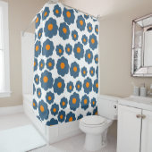 Preppy Blue Orange Hippie Blume Muster Duschvorhang (Beispiel)