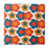 Preppy Blue Orange Hippie Blume Muster Fliese (Vorderseite)