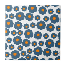 Preppy Blue Orange Hippie Blume Muster