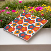Preppy Blue Orange Hippie Blume Muster Fliese