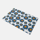 Preppy Blue Orange Hippie Blume Muster Fußmatte (Schrägansicht)