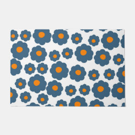 Preppy Blue Orange Hippie Blume Muster Fußmatte