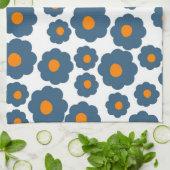 Preppy Blue Orange Hippie Blume Muster Geschirrtuch (Gefaltet)