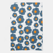 Preppy Blue Orange Hippie Blume Muster Geschirrtuch (Vertikal)