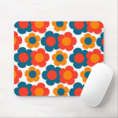 Preppy Blue Orange Hippie Blume Muster Mousepad (Mit Mouse)