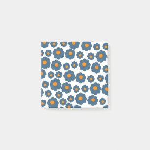 Preppy Blue Orange Hippie Blume Muster Post-it Klebezettel