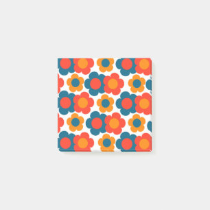 Preppy Blue Orange Hippie Blume Muster Post-it Klebezettel