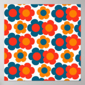 Preppy Blue Orange Hippie Blume Muster Poster (Vorne)