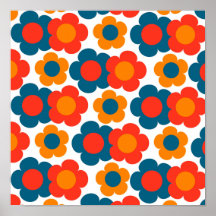 Preppy Blue Orange Hippie Blume Muster