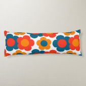 Preppy Blue Orange Hippie Blume Muster Seitenschläferkissen (Rückseite)