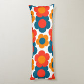 Preppy Blue Orange Hippie Blume Muster Seitenschläferkissen (Rückseite (Vertikal))