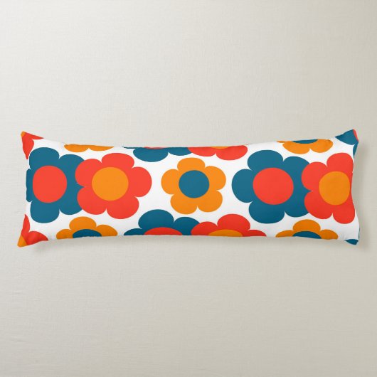 Preppy Blue Orange Hippie Blume Muster Seitenschläferkissen (Vorderseite)