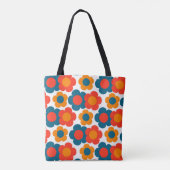 Preppy Blue Orange Hippie Blume Muster Tasche (Rückseite)