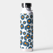 Preppy Blue Orange Hippie Blume Muster Trinkflasche (Links)