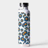 Preppy Blue Orange Hippie Blume Muster Trinkflasche (Rechts)