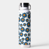 Preppy Blue Orange Hippie Blume Muster Trinkflasche (Rückseite)