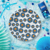Preppy Blue Orange Hippie Blume Pattern Paper Pla Pappteller (Party)