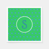 Preppy Blue Pickleball Green Initial Serviette (Vorderseite)