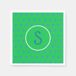 Preppy Blue Pickleball Green Initial Serviette