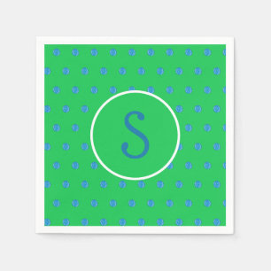 Preppy Blue Pickleball Green Initial Serviette