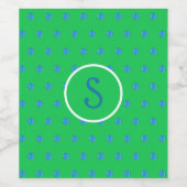 Preppy Blue Pickleball Green Initial Weinetikett (Einzelnes Label)