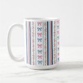 Preppy Blue Pink Bows Florals Striped Coquette Kaffeetasse (Links)