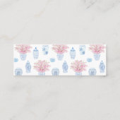 Preppy Blue Pink Chinoiserie Wedding Website Card Mini Visitenkarte (Rückseite)