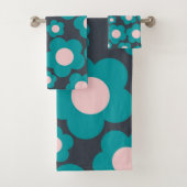 Preppy Blue Pink Hippie Blume Muster Badhandtuch Set (Insitu)
