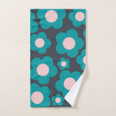 Preppy Blue Pink Hippie Blume Muster Badhandtuch Set (Handtuch)