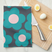 Preppy Blue Pink Hippie Blume Muster Geschirrtuch (Viertel Falte)