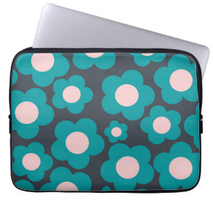 Preppy Blue Pink Hippie Blume Muster Laptopschutzhülle