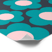 Preppy Blue Pink Hippie Blume Muster Poster (Ecke)