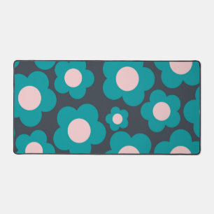 Preppy Blue Pink Hippie Blume Muster Schreibtischunterlage