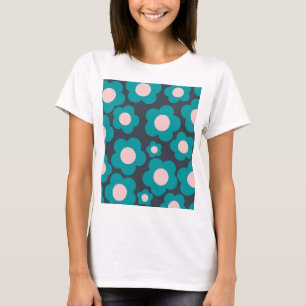 Preppy Blue Pink Hippie Blume Muster T-Shirt