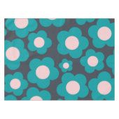 Preppy Blue Pink Hippie Blume Muster Tischdecke (Vorderseite (Horizontal))