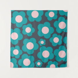 Preppy Blue Pink Hippie Blume Muster Wandteppich