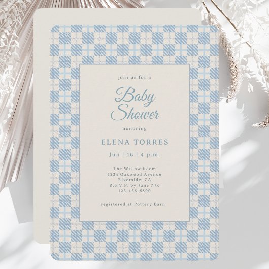 Preppy Blue Plaid Baby Shower Invitation Einladung