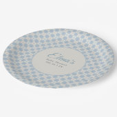 Preppy Blue Plaid Baby Shower  Pappteller (Schrägansicht)