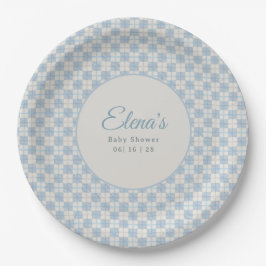 Preppy Blue Plaid Baby Shower  Pappteller