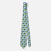 Preppy Blue Raspberry Lemon Gelbe Raute Krawatte (Vorderseite)